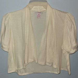 Loop 18 Ivory Shrug Junior's Size L 13/15 Polyester Rayon Spandex Brand New Nice